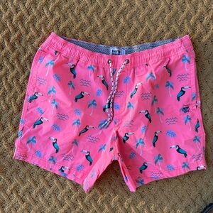 Party Pants Toucan Swim Shorts Trunks Retro Tropical Neon Pink Extra Large XL